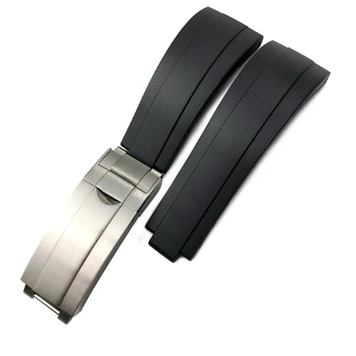 Bracelet de montre en caoutchouc noir 19 20 21 mm Oysterflex