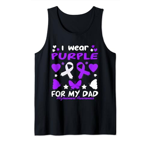 I Wear Purple For My Dad Puzzle Heart Ribbon Demencia Tee Camiseta sin Mangas