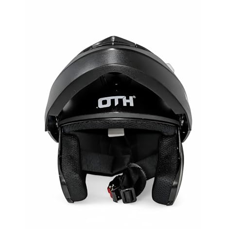Image of OTH Unique Flip-Up Helmet for Men, Full Face Motorbike Helmet, ISI Certified, Anti-Scratch & UV Resistant Visor, Black