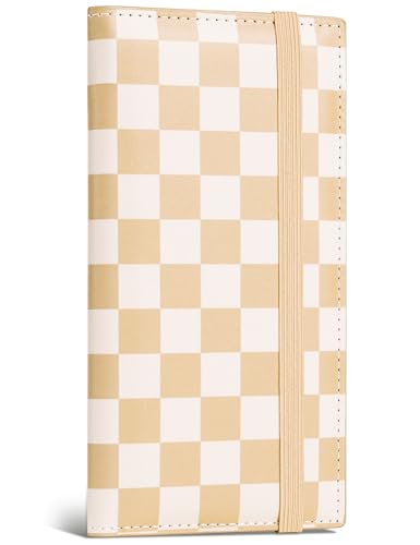 Protège-chéquier beige à carreaux Zreal en simili cuir motif serpent pour homme et femme