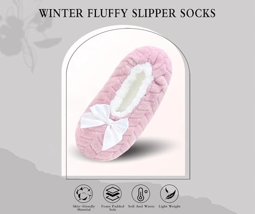 Image of Keyela Women Cozy Warm Slipper Socks, Non Slip Gripper Indoor House Socks | Soft warm cozy fabric, gripper anti-slip bottom for bedroom, lounge and all indoor daily use