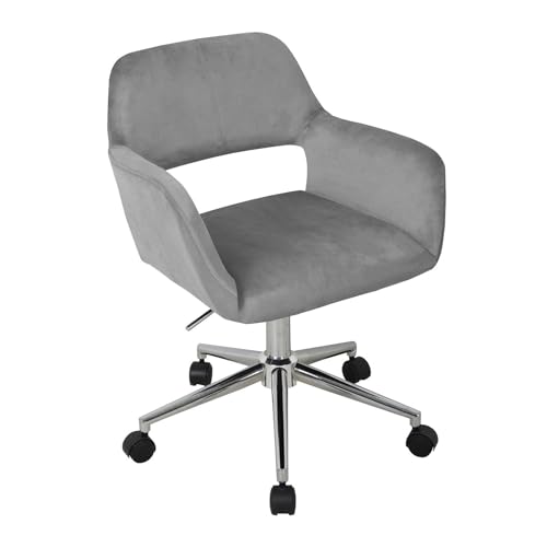 Decorspace Chaise de bureau en velours avec roulettes Londres pour bureau moderne (gris)