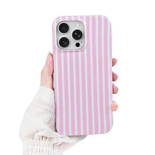 SleekCover Cute Striped Case for iPhone 16 Pro Max 6.9",Pink by SleekCover - Used condition - US$6.47