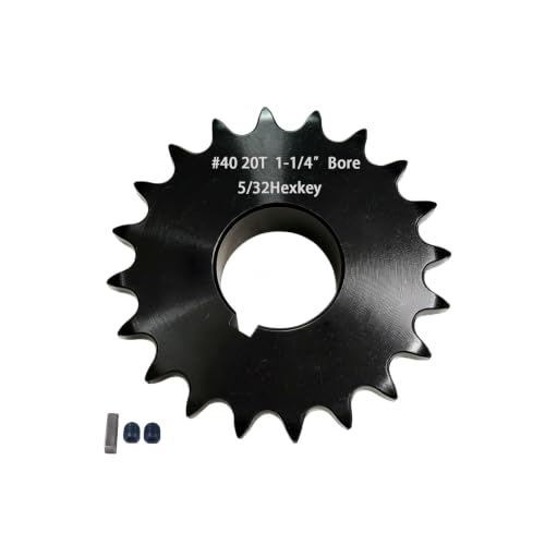Image of #40 Sprocket 20T 1-1 /4 inch Bore Hardened Black Oxide | 1045 steel, high-frequency hardened teeth, black oxide finish, 2 set screws & key. For ANSI #40 roller chain.