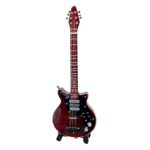 ROCKSTAR - Miniatura Guitarra Eléctrica Red Special de Brian BMG0069 Madera y Pintada a Mano, Regalo para Músicos y Coleccionistas 15.5 cm