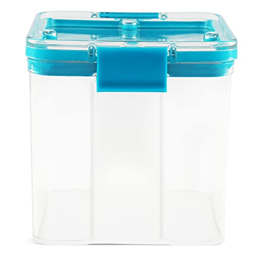 Image of PEARLPET Clik n Seal Kitchen Storage Container 4 Pcs (700 ml Each, Plastic, Square Shape, Blue)