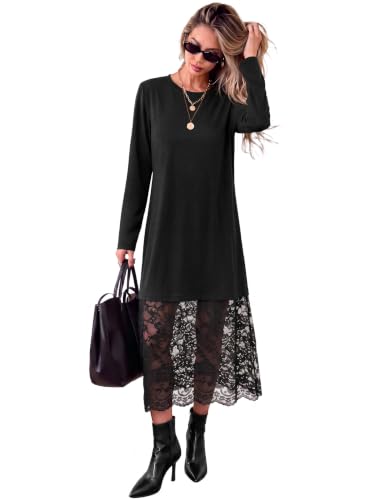 Long Sleeve Fall Dresses Midi Lace - image 4