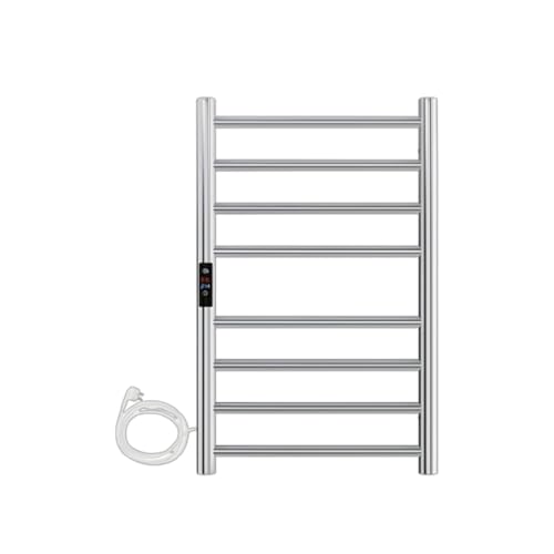 Image of MORZZE MTW-6040 Luxury Electric Towel Warmer 6 Bar, SUS 304 Stainless Steel Heated Towel Rack, Wall Mounted, Adjustable 30-60C, 1-8H Timer, 600x400mm, Fast Drying Bathroom Towel Heater