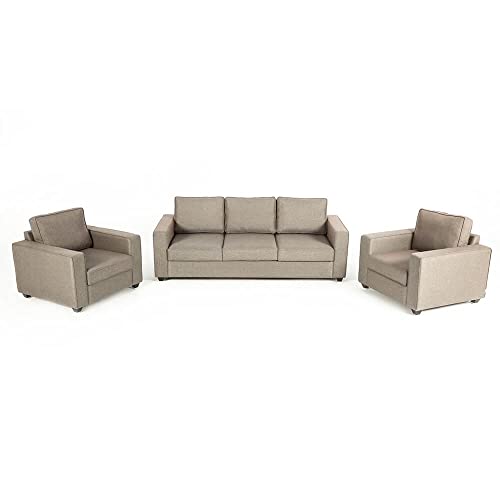 Image of Wakefit Sofa Set | 3 Year Warranty | Sofa 5 Seater, 5 Seater Sofa for Living Room, Wooden Sofa Set, Sofa Set 3+1+1 Seater - Napper(Omega : Pearl)