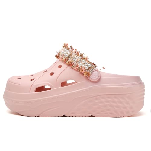 Image of FLIOZY Women's Gardener Platform Clogs Slippers Hight Heels Mules Clog Wedge Sandals Outdoor Beach Shoes