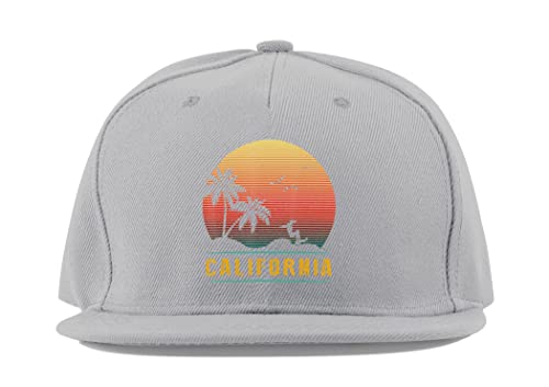 Casquette baseball California vintage 70s grise réglable en coton pour l'été et le surf de plage