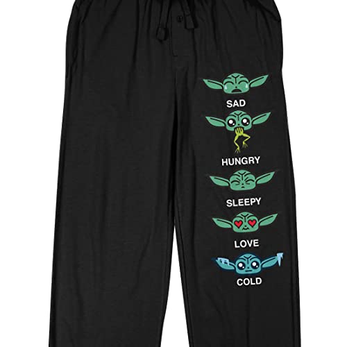 Bioworld The Mandalorian Many Faces of Grogu Men's Black Sleep Pajama Pants2