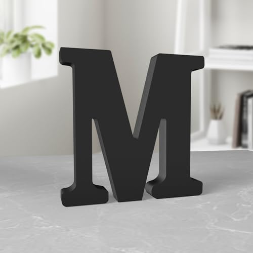 Aruatu - Lettres en bois noires de 20,3 cm non finies, lettre en bois pour décoration murale, lettre décorative de pose, grandes lettres de décoration...