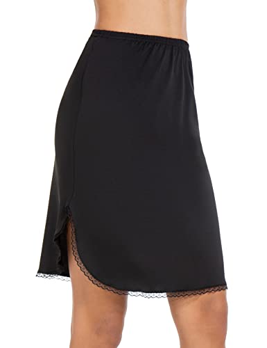 Image of Half Slips for Under Dress Women Underskirt Dress Extender Lace Trim Knee Length