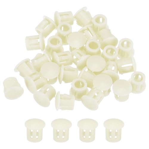 MECCANIXITY 32PCS 6mm(1/4") Beige Plastic Hole Plugs, Flush Type Panel Hole Plugs Insert End Caps for Locking Hole Tubes Furniture Cabinet