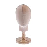 Backbayia Mannequin Head Wig Making Styling Stand Hat Display Holder with Removable Wooden Stand (Skin Color)