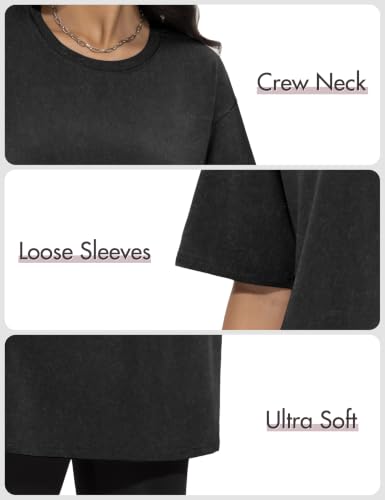 Image of Siimcuzy 2 /4 Pack Oversized Tshirts for Women Short Sleeves Workout Tops