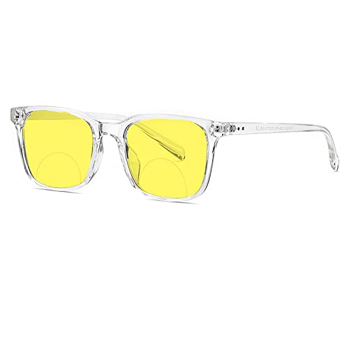 laureles Yellow Lens Square Reader Men Eyewear Fashion Vintage Night Vision Bifocal Reading Glasses Women (C1, 1.5, multiplier_x)