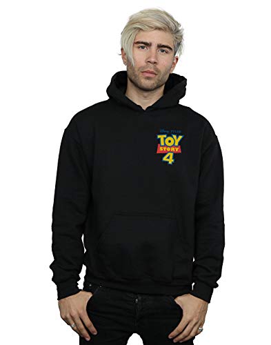Disney Men's Toy Story 4 Logo Breast Print Hoodie Black Medium