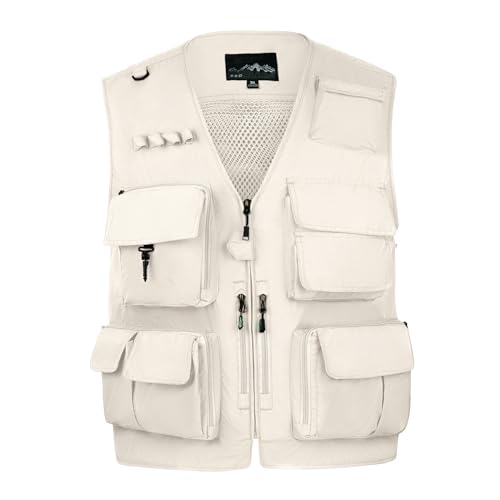 Image of AOTORR Mens Outdoor Work Safari Cargo Photo Travel Fishing Vests for Men with Multi-pockets