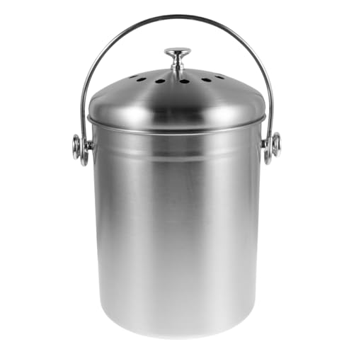ROMISBABA Contenedor De Compost para Interiores con Tapa Bote De Basura Cubo De Compost para Encimera con Tapa para Cocina Compacto De Acero