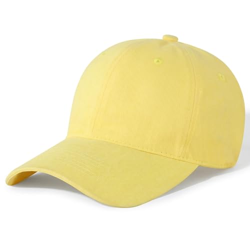 Kortoflux Unisex Adult Baseball Cap Adjustable Cotton Classic Dad Hat Ideal for Golf Running & Daily Outdoor Wear (Yellow)