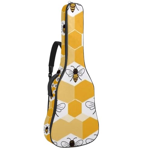Sac à dos pour guitare basse et acoustique imperméable 109 cm motif ruche d'abeille