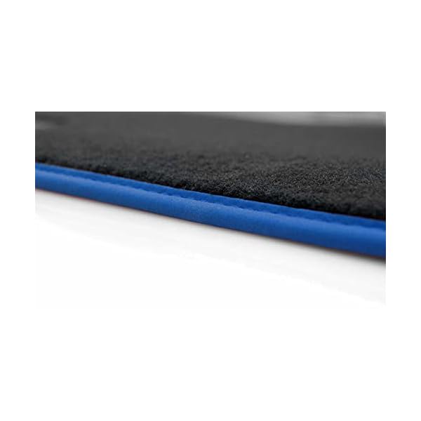 kh Teile FuÃmatten passend fÃ¼r ID 3 ID.3 (Rand: Blau, Hellblau) Premium Velours Automatten Matten Elektro, Schwarz 4-teilig – Bild 3
