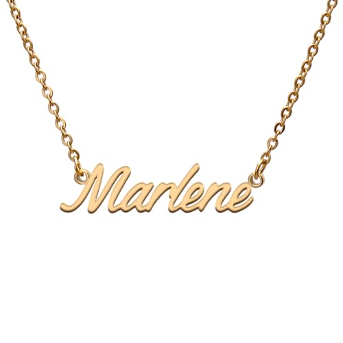 GR859C Marlene Name Tag Necklaces for Her His Friends Familys Relationship Memory Jewelry Gift