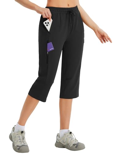 baleaf Women's 15" Hiking Shorts Long Bermuda Cargo Below The Knee Capris Lightweight Quick Dry Elastic Waist for Casual