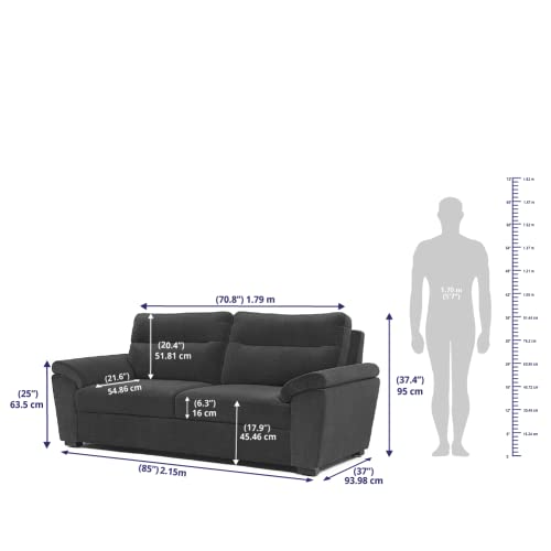 Image of Wakefit Malphino 3 Seater Sofa Set - Lounger, Wooden, Smoke Grey, 3 Year Warranty