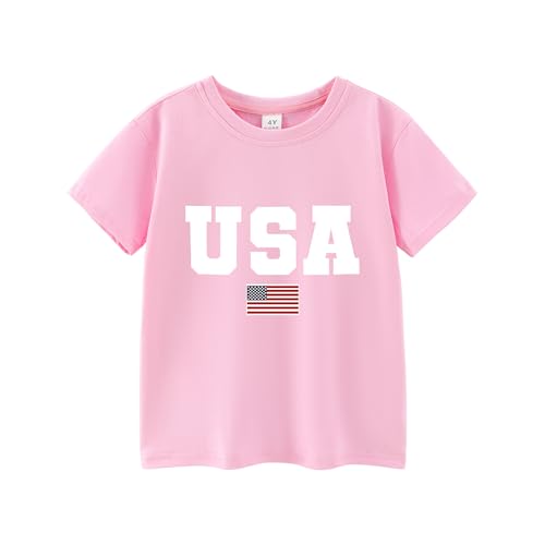 Image of Toddler Girls 4th of July T-Shirt American Flag Popsicle Print Cotton Kids Boys Independence Day Tees