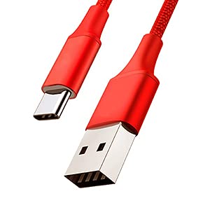 Audiopipe Fast Charging 3ft USB-A to USB-C Charge Braided Cord Compatible with Samsung Galaxy S10 S9 S8 S20 Plus A51 A11,Note 10 9 8, PS5 Controller, USB C Charger-Red