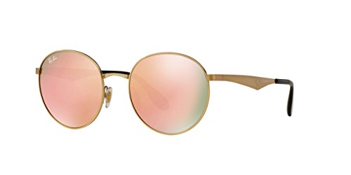 Ray-Ban Women's Highstreet Round Sunglasses, Gold/Brown Mirror Pink, One Size3