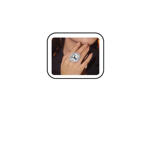 IS4U Sparkling Rhinestone Ring Bohemia Thick Large Oval Geometric Square Princess Rings Fashion...