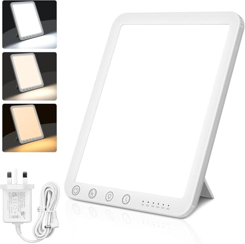 SAD Lamp, 15000 Lux Light Therapy Lamp, UV-Free Natural Sunlight Lamp with 3 Color Temperature 6 Timer & 5-Level Dimming, Touch Control SAD Light with Memory Function for Home Office