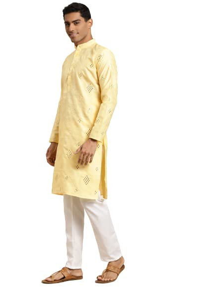 Sojanya (Since 1958 Men'S Silk Blend Mirror Work Indian Traditional Ethnic Dresses Only Long Kurta3
