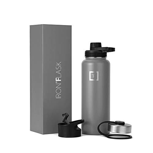 IRON °FLASK Sports Water Bottle - 32 Oz, 3 Lids (Spout Lid), Vacuum