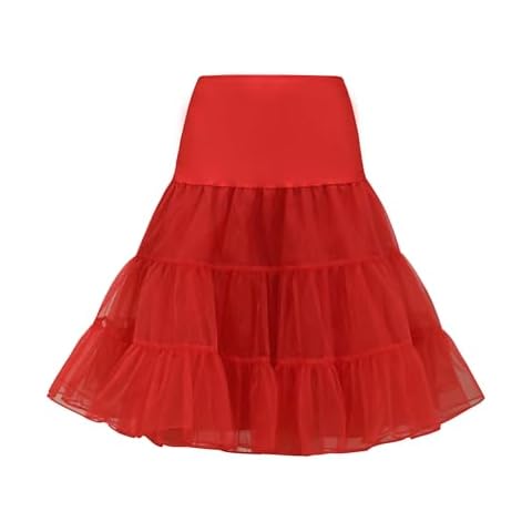 Wikoan Women's Vintage A-line Underskirt Red Cover