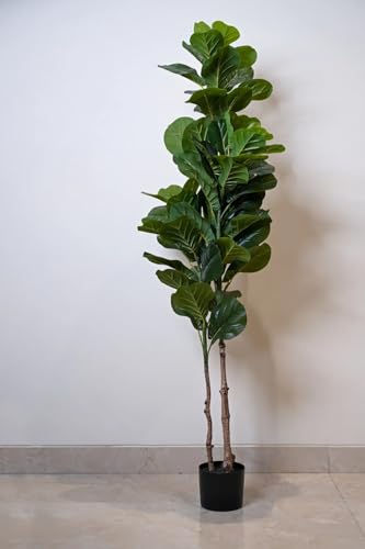 Artificial Fiddle Leaf Fig Plant with Pot, 5 Feet Tall Faux Ficus...