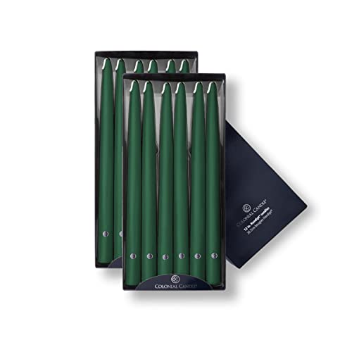 Image of Colonial Candle Unscented Taper Candle, Handipt Collection, Evergreen, 12 in, Pack of 12 - Up to 10 Hours Burn