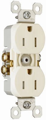 PASS & SEYMOUR 3232TRLACP8 LIGHT ALMOND TAMPER RESISTANT DUPLEX OUTLET 15AMP - PK/10