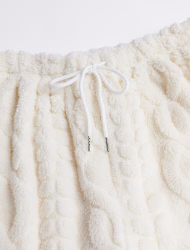 Image of ZAFUL Women's Fuzzy Plush Pajama Pants Wide Leg Pj Bottoms Lounge Pants | Soft Fluffy Sleep Pants Drawstring Elastic Waist Teddy Pjs for Women No Pockets