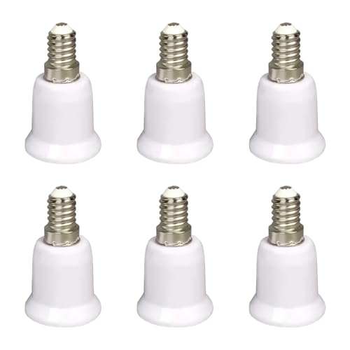 6 Piezas Adaptador E14 a E27, Adaptador Bombilla E14 a E27, Convertidor Portalámpara SES a ES para Bombillas LED Incandescentes Halógenas CFL, 220V, Potencia Máxima 80W Resistente al Calor