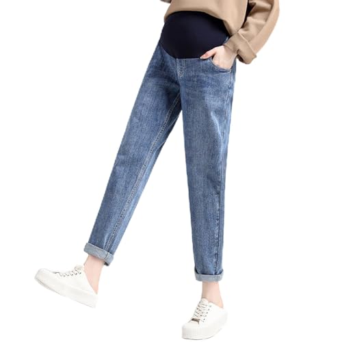 PETOLY Vaqueros Premamà Leggings para Premamá USA Jeans Premamá De Felpa De Talla Grande L Bigotes De Gato Azules (Modelo De Otoño)