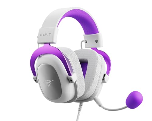 Image of havit HV-H2002d Purple Gaming Headset Headset with Microphone, Speaker 53mm, Plug 3, 5mm: Compatible with Xbox ONE and PS4, HAVIT, HV-H2002d Purple and White