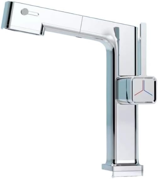 Waterfall Faucet Digital Display Sink 720 Degree Rotation Pullable Bathroom Washbasin Cold and Hot Dual Use Multiple Effluent Modes