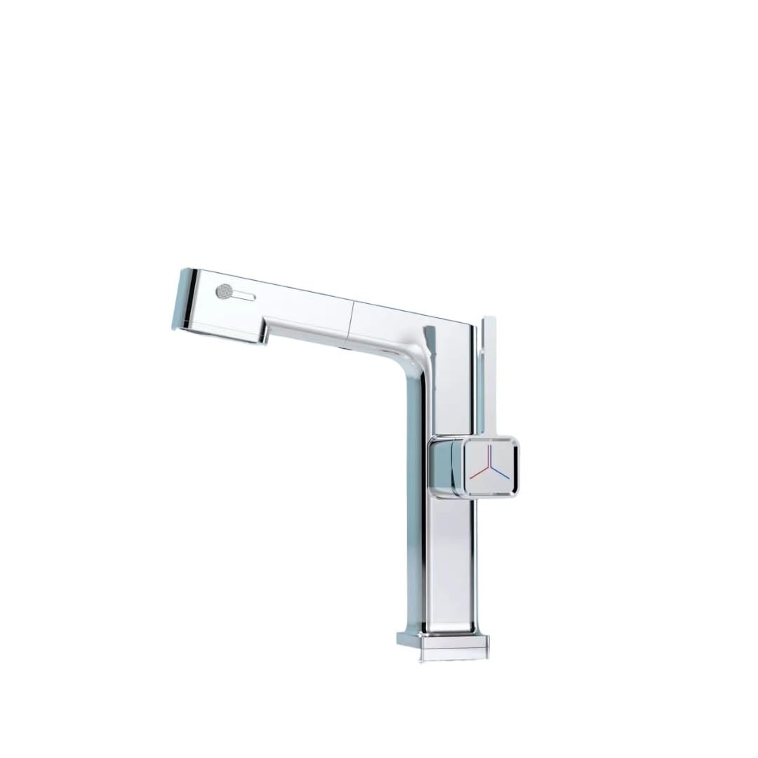 ZQFHSX Digital Sink Faucet with 720 Degree Rotation, Pullable Kitchen Tap, Dual Use for Cold and Hot Water, Multiple Effluent Modes