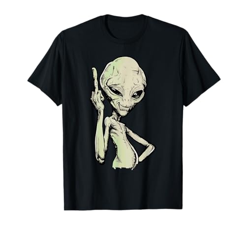 Alien Middle Finger Adult Humor Funny Novelty Gifts Camiseta