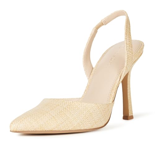 The Drop Zapatos para Mujer, Klara Tacón Puntera Transparente en Punta, Raffia, 38 EU